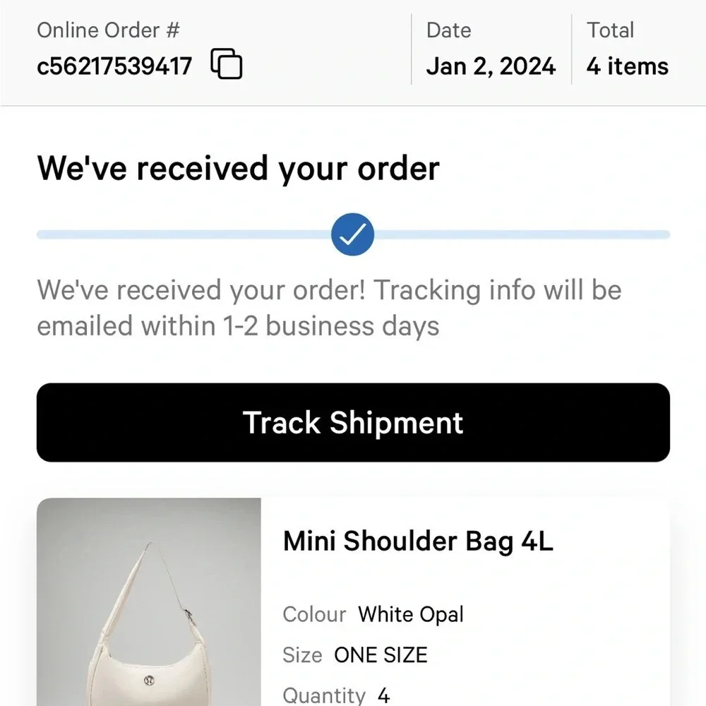 🆕 Lululemon OG Mini Shoulder Bag 4L (now called City Essentials) White Opal